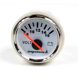 Voltage indicator voltmeter 8 16 v 52 mm white