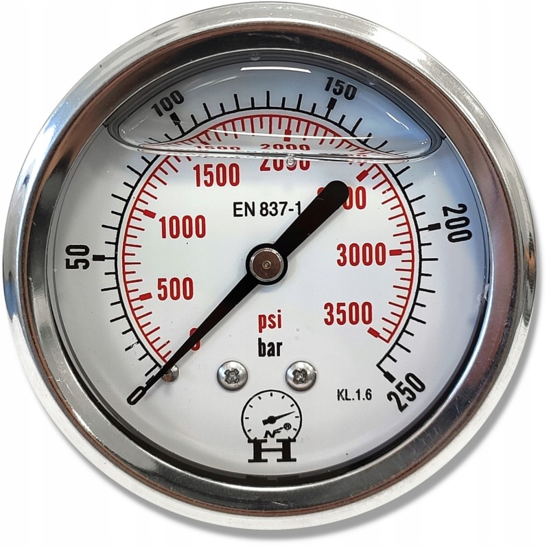 Pressure gauge 0 250 bar, rear connection