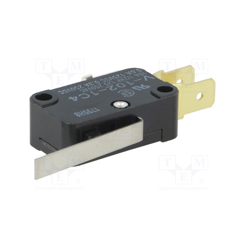1 pcs x OMRON OCB - V-102-1C4 - Microswitch SNAP ACTION, 10A/250VAC, 0.6A/125VDC, with lever