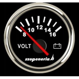 Voltage indicator voltmeter 8 16 v 52 mm black
