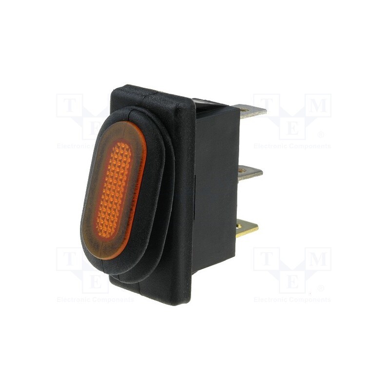1 pcs x SCI - R13-70B8-01-Y - ROCKER, SPST, Pos: 2, ON-OFF, 10A/250VAC, orange, IP65, neon lamp