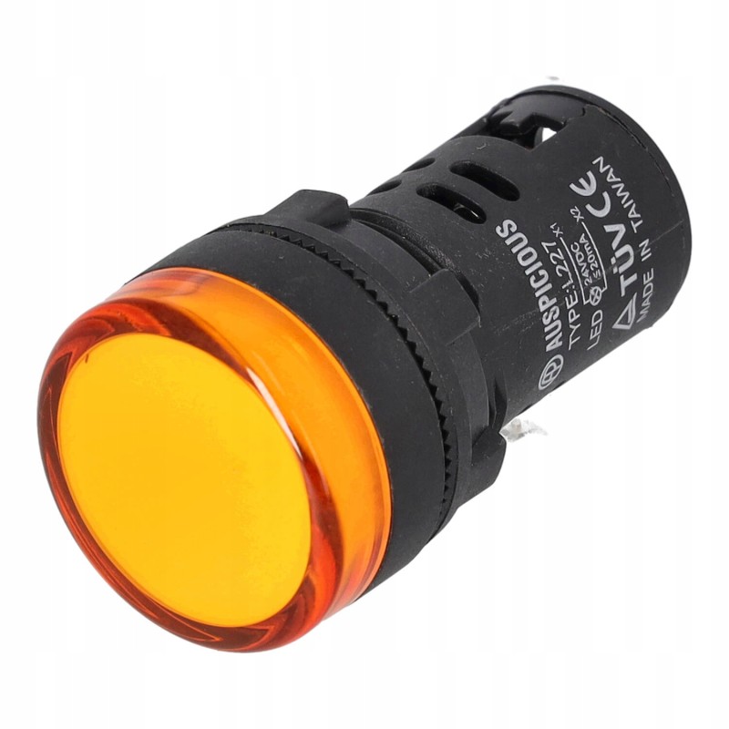 Yellow LED 22mm 24v convex control lamp