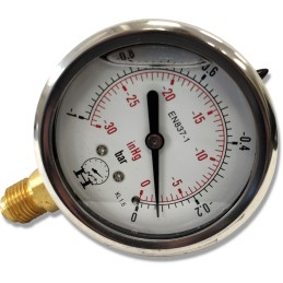Vacuum gauge, hydraulic pressure gauge, 1 to 0 bar, bottom