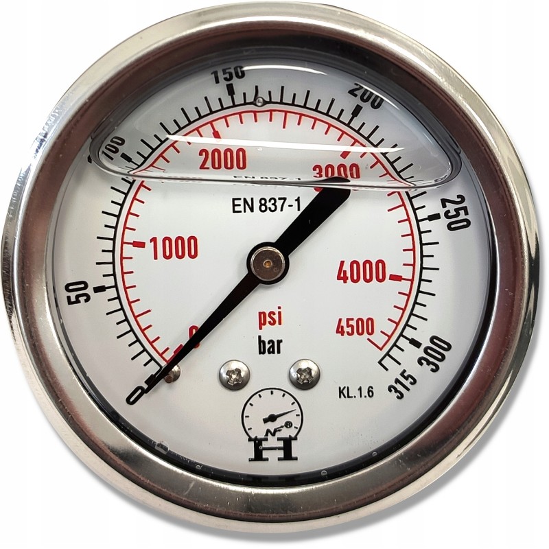 Pressure gauge 0 315 bar, rear connection