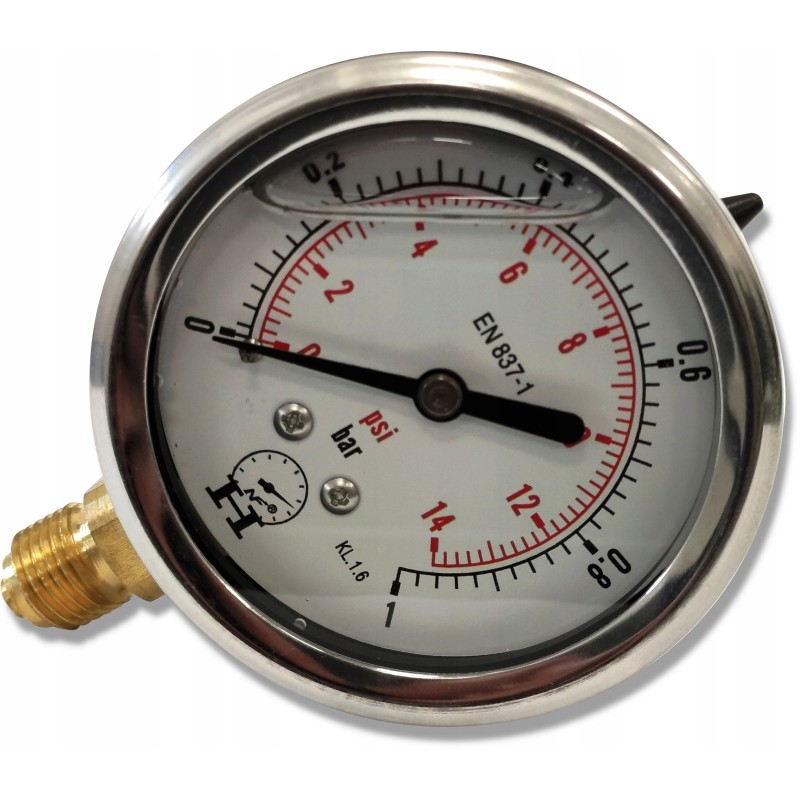 Hydraulic pressure gauge 0 1 bar bottom