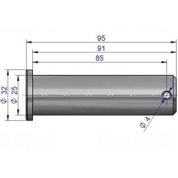 Upper LP hanger mounting pin, diameter 25mm, with col