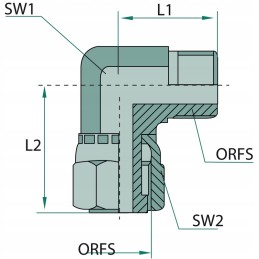 Hydraulic elbow connector 2x 11 16 orfs 620 bar