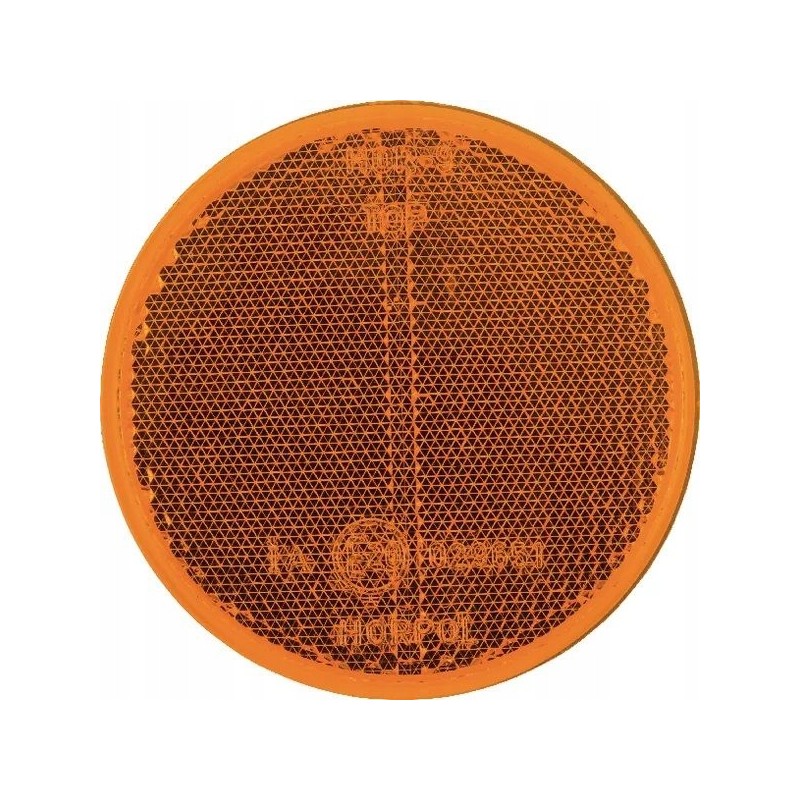 Round reflector, glued, orange, 75 mm lg