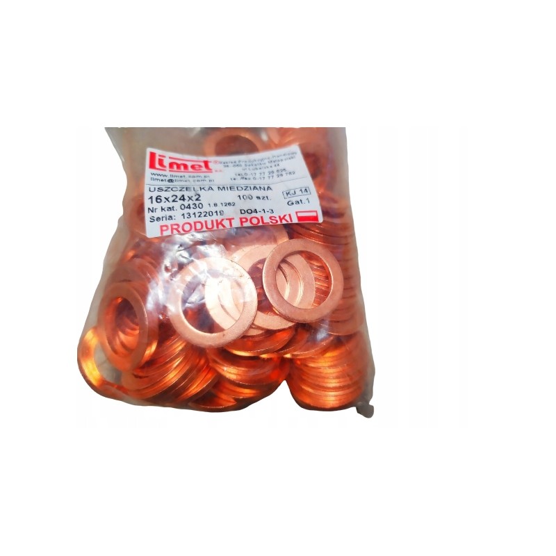Copper washer 16x24x2 10 pcs
