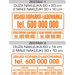 Excavator telephone number sticker, set of 3