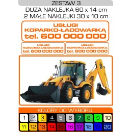 Excavator telephone number sticker, set of 3