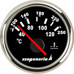 Engine water temperature indicator, diameter 52 mm, black