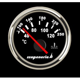 Engine water temperature indicator, diameter 52 mm, black