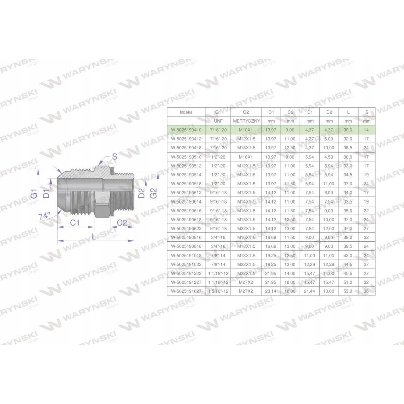 Hydraulic connection bb 7 16 unf jic jic
