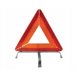 Red triangle warning board on the base