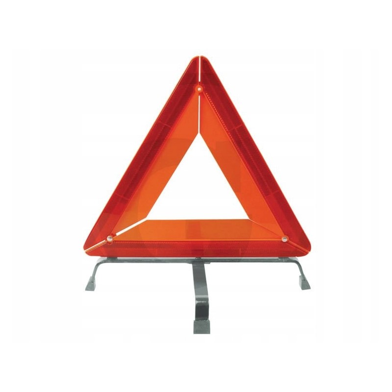 Red triangle warning board on the base