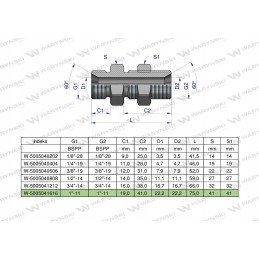 Bulkhead hydraulic connector BB 1 BSP Warynski