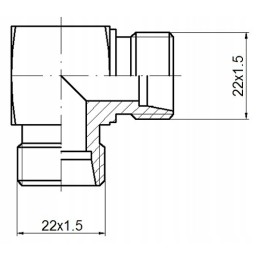Hydraulic connector, bb 22, 22 angle reduction