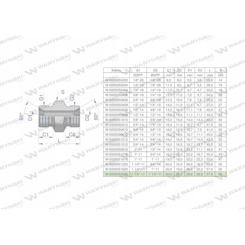 Inch hydraulic connector bb 1 1 4 bsp m