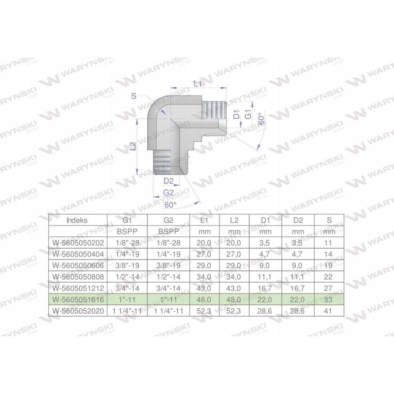 Inch hydraulic elbow bb 1 bsp xw mo