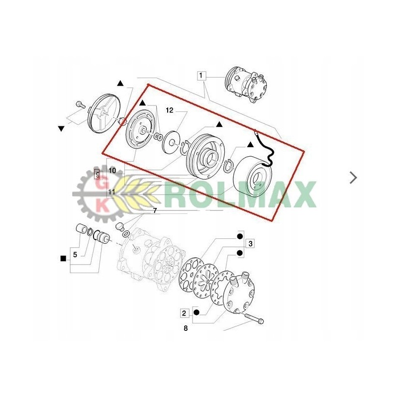 Air conditioning clutch new holland case 82025343