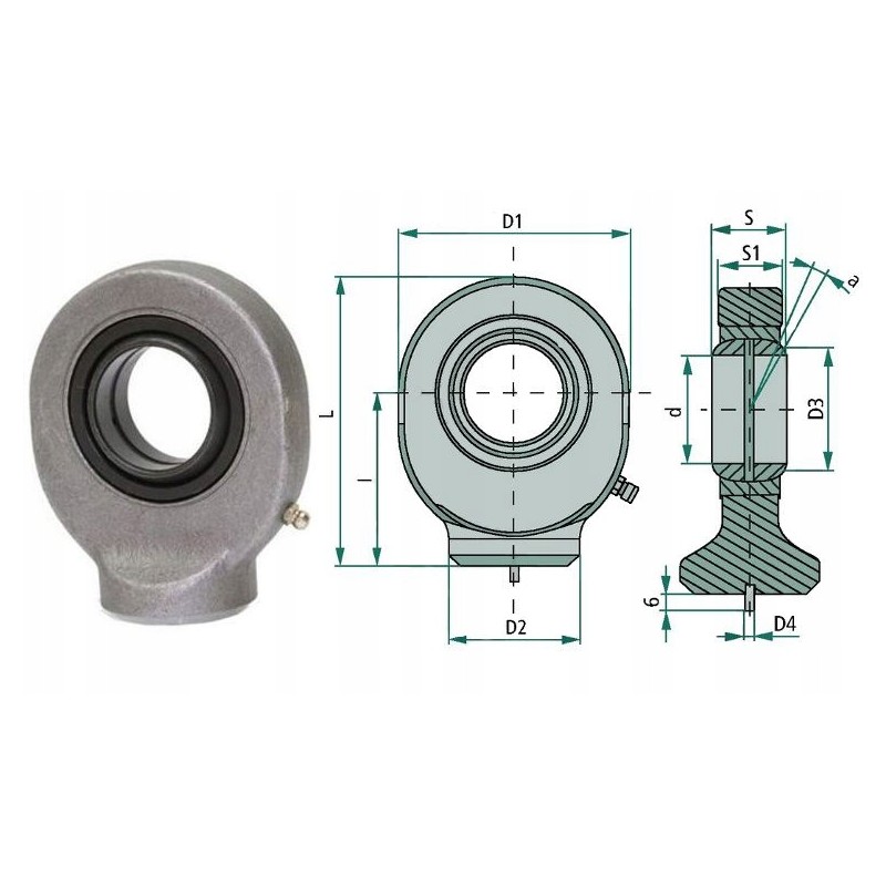 Actuator eye for welding 20mm granite bearing