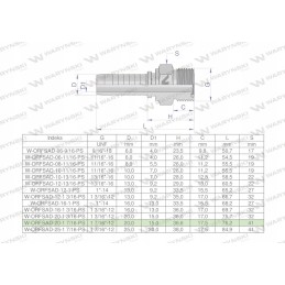 Hydraulic fitting orfsad dn20 1 7 16 12 premium