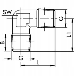Hydraulic elbow, external thread 1 4