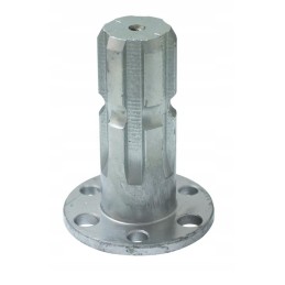 PTO shaft with adapter flange for 6-spline pumps