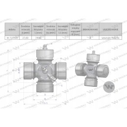 Shaft crosshead 27x74 60 central lubrication Warynsk