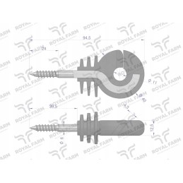 Round insulator with a diameter 6 screw for wood with embedded elements