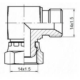 Hydraulic connector, reduction AB 14, 14 angles
