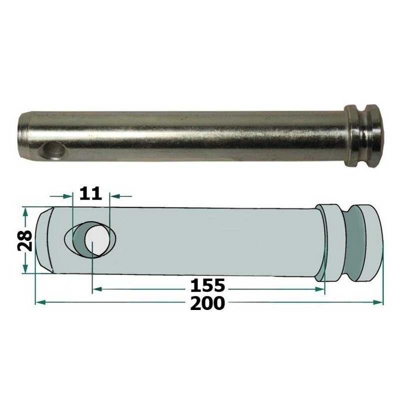 Central connector pin 28mm 159mm galvanized