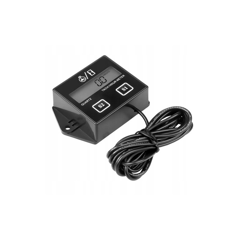 Hour meter with tachometer for excavator and tractor
