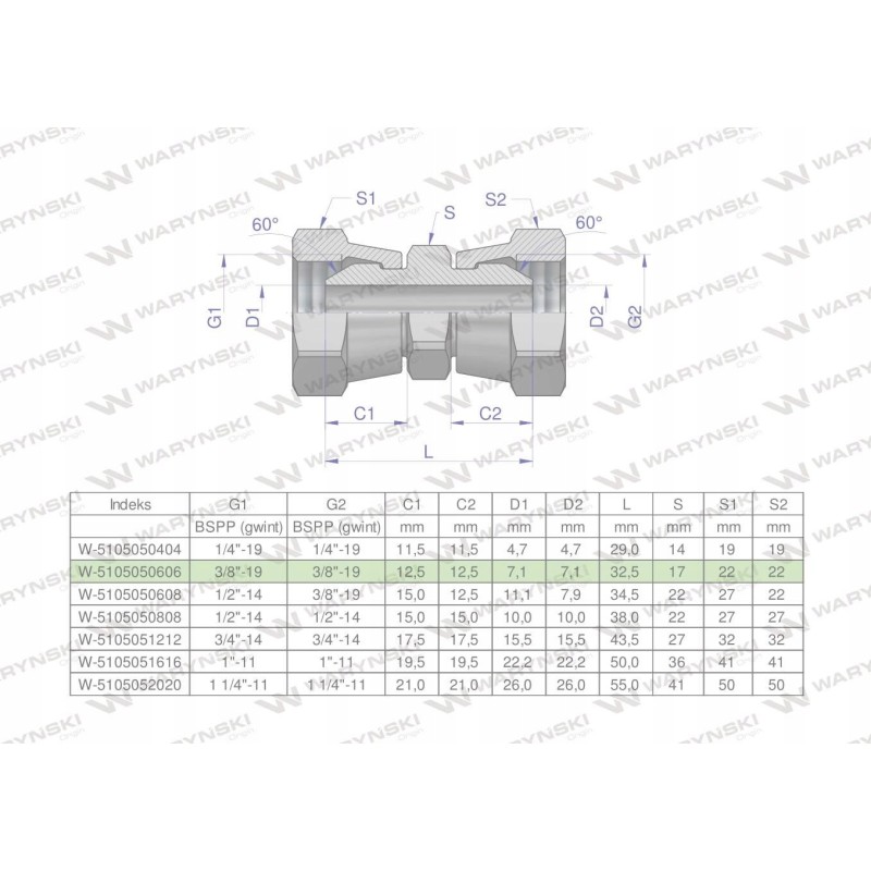 Inch hydraulic connector aa 3 8 bsp 2 pcs