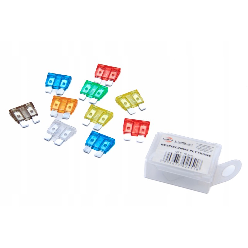 Set of blade fuses 10 pcs 5a 30a shiny
