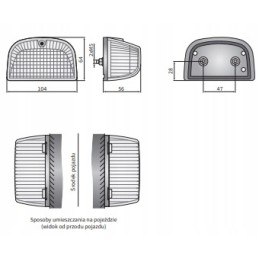 Front side turn signal lamp 104x64 wesem