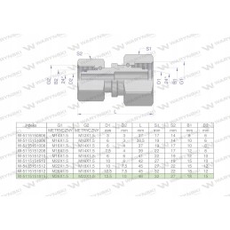 Hydraulic connector m26x1 5 18lxm22x1 5 15l