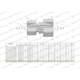 Hydraulic connector m26x1 5 18lxm22x1 5 15l