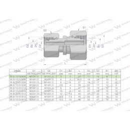 Hydraulic connector AA M14x1 5 x M12x1 5 Warynski