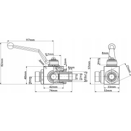 3-way manual hydraulic ball valve M18 40l