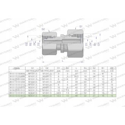 Hydraulic connector AA M26x1 5 x M22x1 5 Warynski