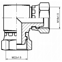 Hydraulic connector, reduction AA 22, 18 angles