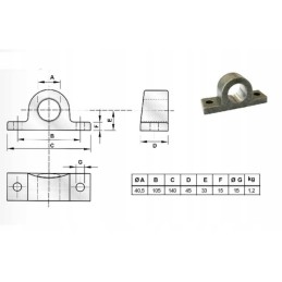Cradle actuator mounting, diameter 40 mm, complete