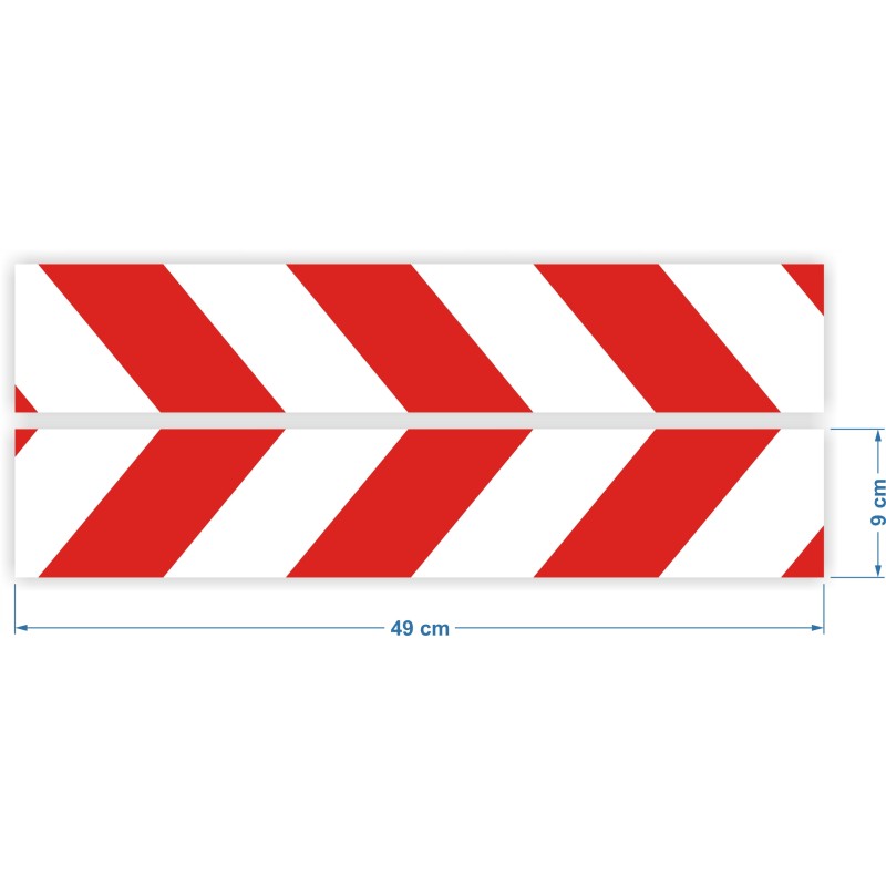 Reflective warning stripes stickers 9x49cm