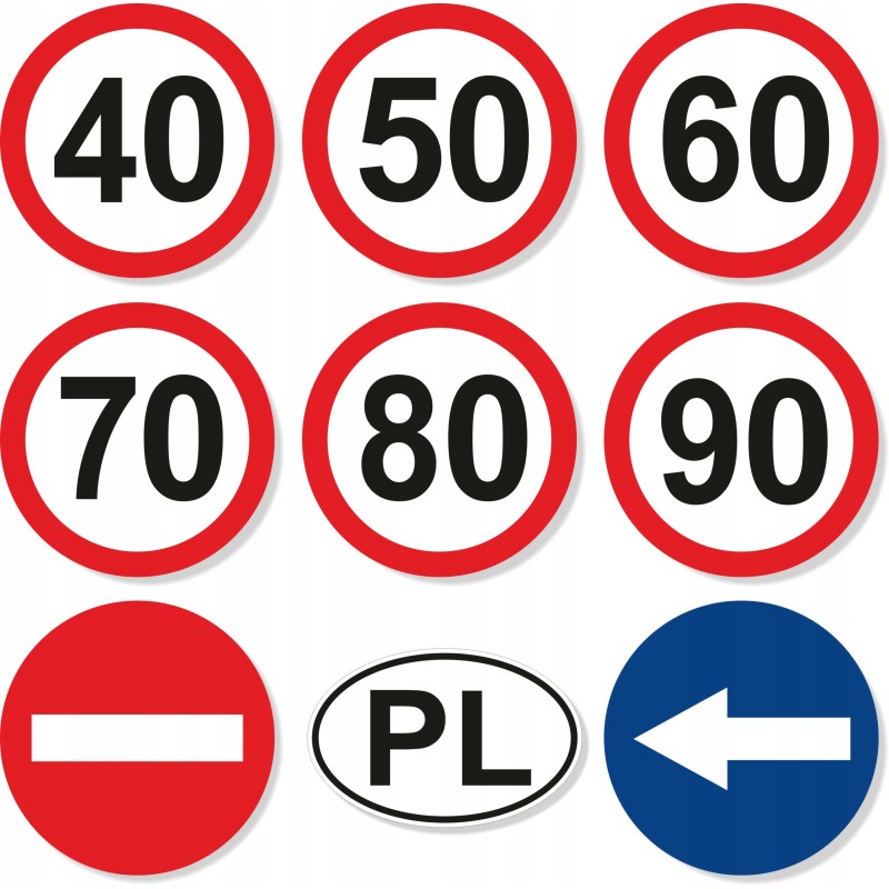 Speed limit sticker set, diameter 8 cm
