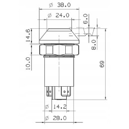 Push button switch for work lamps, round, yellow 11130200pn