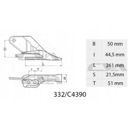 Right side tooth of the JCB 3CX 4CX Shark excavator bucket