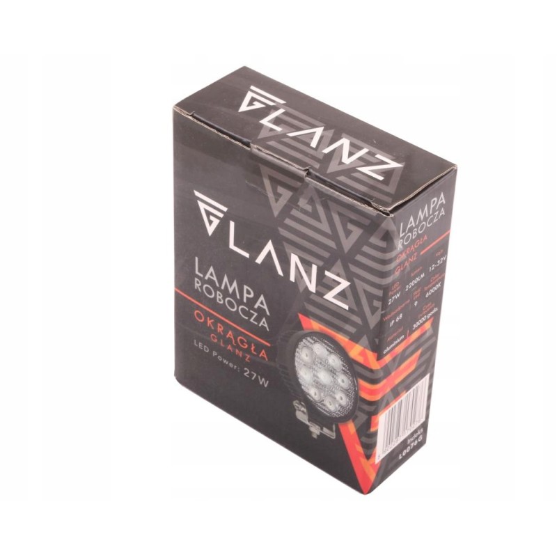 Round work lamp 27w 9 LED glanz