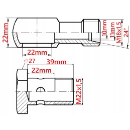 Eyelet connector m18 fi22 screw m22x1 5 banjo